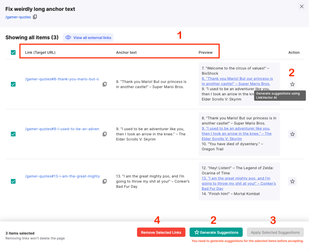 Step-by-step on how to fix linking issues in LinkVector